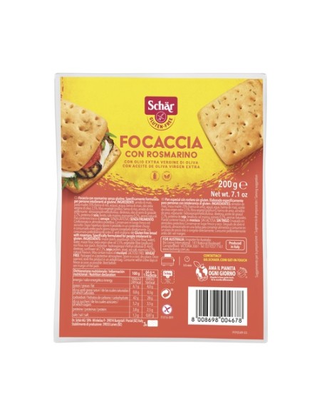 Pan focaccia con romero sin gluten 200 g Schär