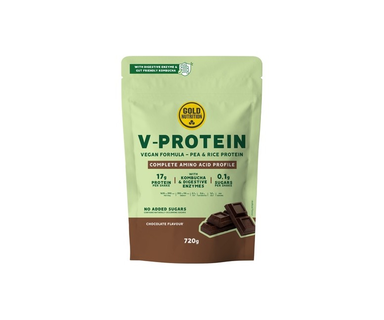 Proteína vegana sabor chocolate 720 g de polvo Gold Nutrition
