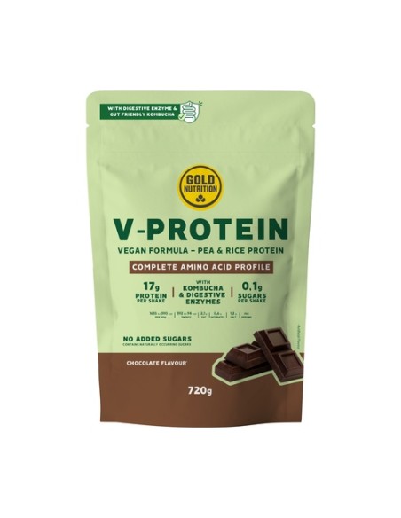 Proteína vegana sabor chocolate 720 g de polvo Gold Nutrition