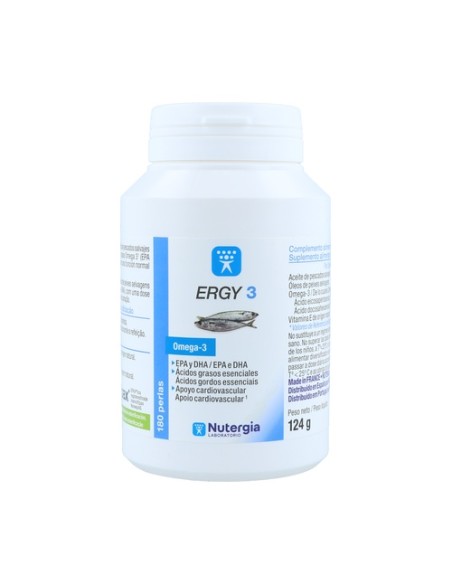 Ergy 3 omega 3, DHA y EPA 180 perlas Nutergia