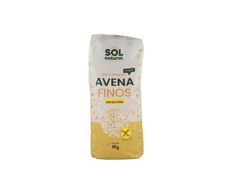 Copos de avena integral finos Bio 1 kg Sol Natural