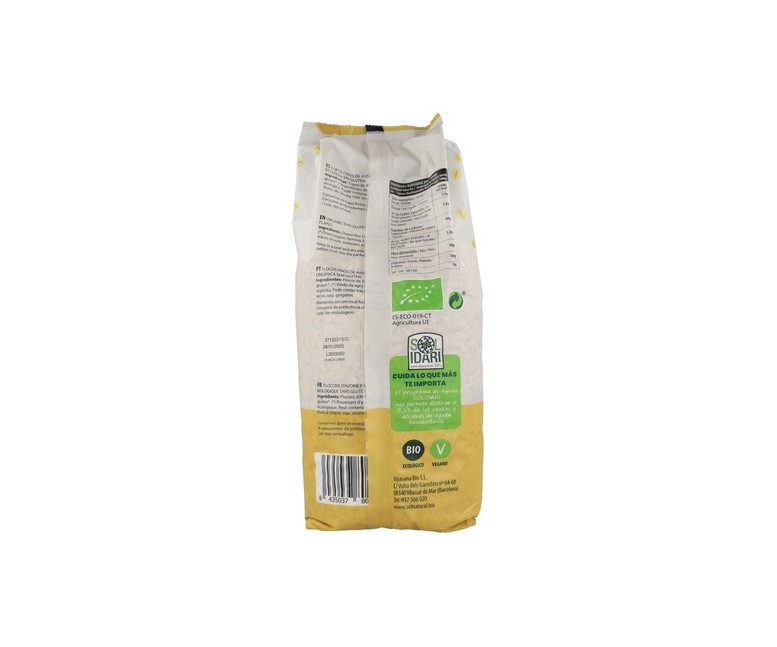 Copos de avena integral finos Bio 1 kg Sol Natural