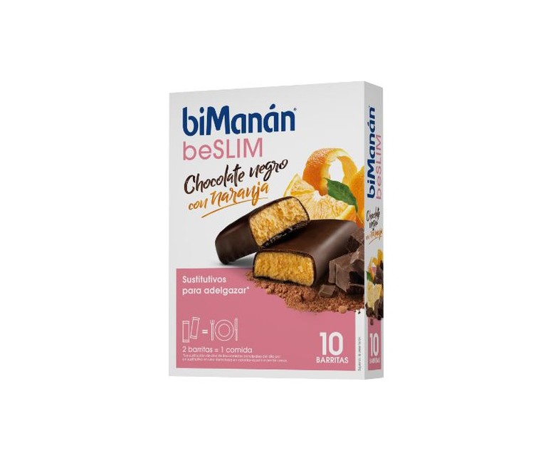 Barrita Sustitutiva de Chocolate y Naranja 10 barritas de 62g biManán