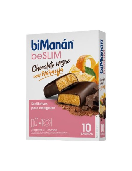 Barrita Sustitutiva de Chocolate y Naranja 10 barritas de 62g biManán