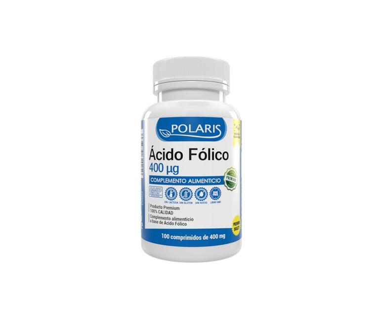 Ácido fólico 400mcg 100 comprimidos de 400μg Polaris