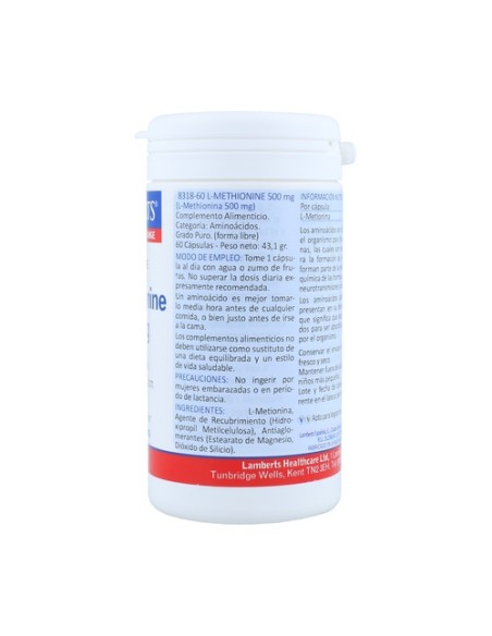 L-Metionina 60 cápsulas de 500mg Lamberts