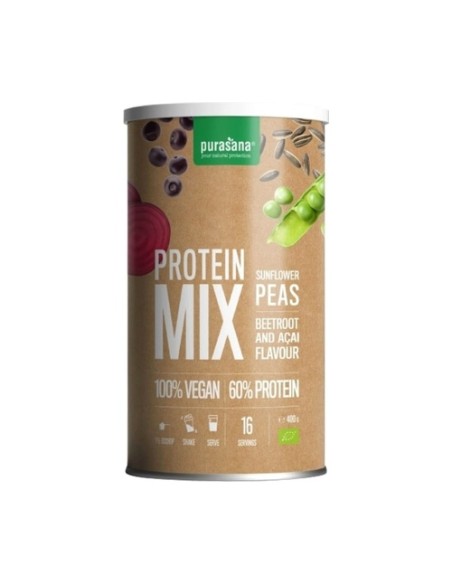 Proteína de guisante, arroz, frutos del bosque, açai 400 g de polvo (Chocolate) Purasana