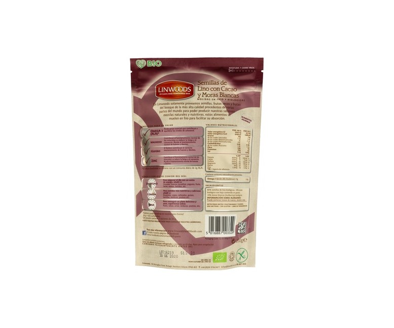 Semillas de Lino con Cacao y Moras 200 g Linwoods