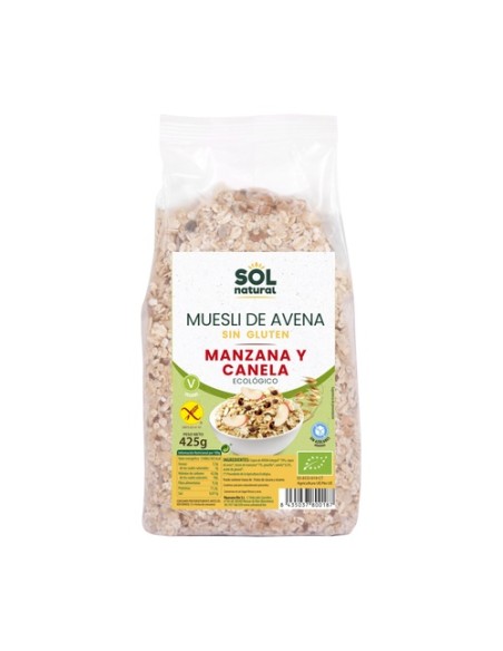 Muesli de avena sin gluten con manzana y canela Bio 425 g Sol Natural