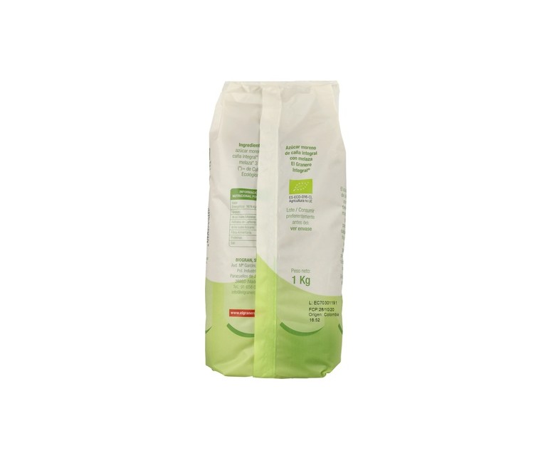 Azúcar moreno integral de caña con melaza Bio 1 kg El Granero Integral
