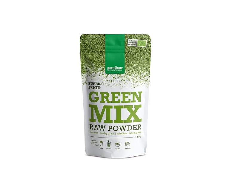 Green mix raw vegano en polvo bio 200 g de polvo Purasana