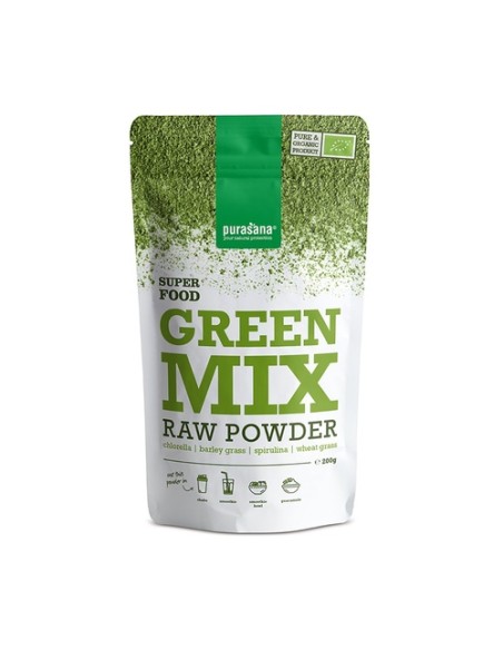 Green mix raw vegano en polvo bio 200 g de polvo Purasana