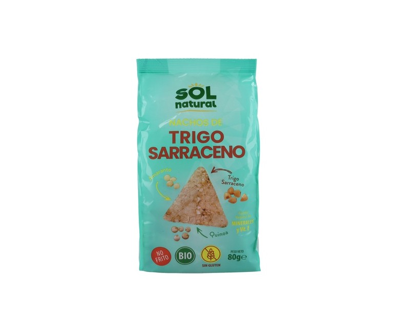 Nachos de trigo sarraceno, amaranto y quinoa sin gluten Bio 80 g Sol Natural