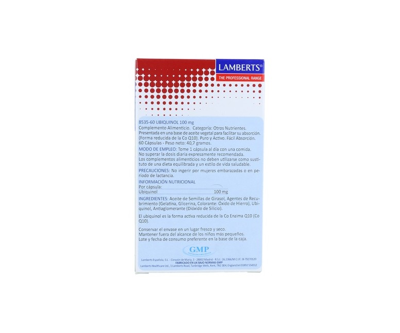 Ubiquinol 60 cápsulas de 100mg Lamberts