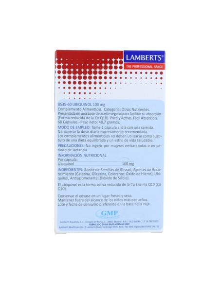 Ubiquinol 60 cápsulas de 100mg Lamberts