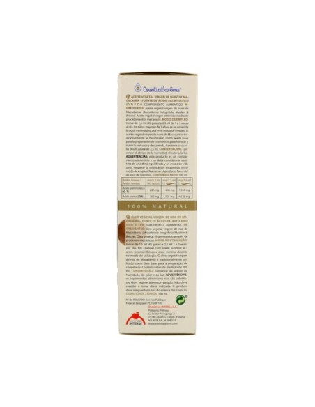 Nuez de Macadamia Aceite Vegetal Virgen 100 ml Esential Aroms