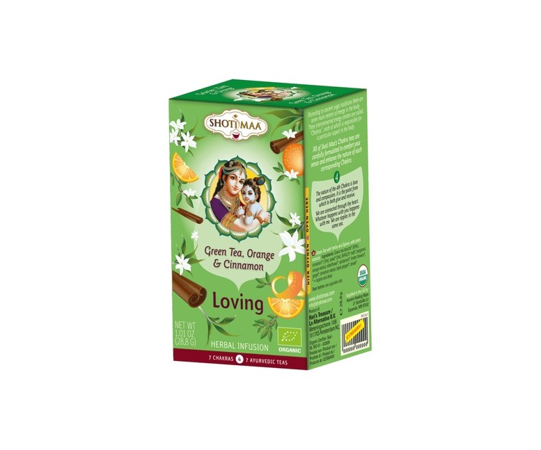 Infusión de té verde, naranja y canela 16 bolsitas infusoras de 1.8g Haris Treasures