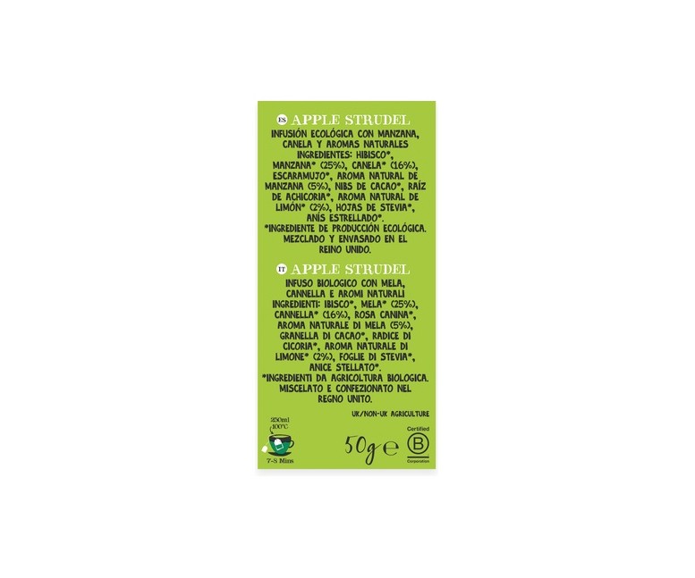 Infusión manzana y canela Bio 20 bolsitas infusoras de 2.5 g Cupper