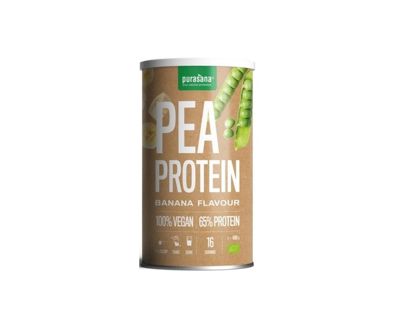 Proteína de guisantes sabor plátano 400 g de polvo (Plátano) Purasana