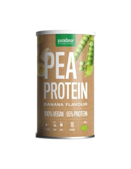 Proteína de guisantes sabor plátano 400 g de polvo (Plátano) Purasana
