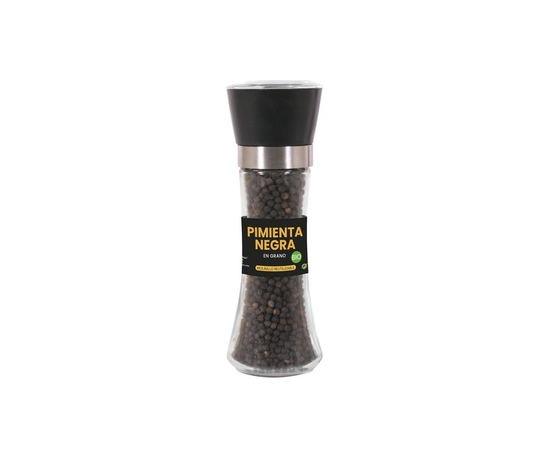 Molinillo de cristal con pimienta negra Bio 85 g Sol Natural