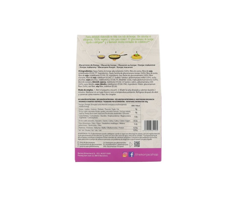 Macarrones de konjac 200 g The Konjac Shop