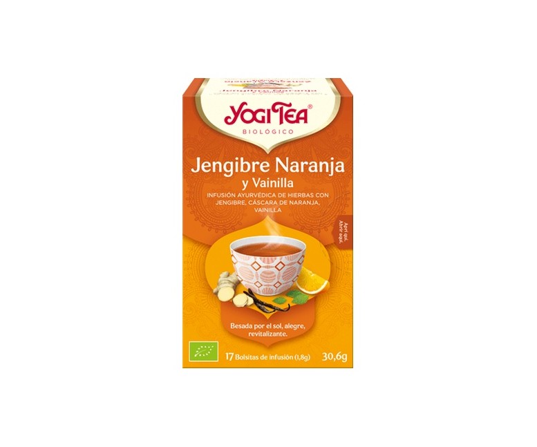 Infusión ayurvédica Jengibre, Naranja y Vainilla 17 bolsitas infusoras de 1.8g Yogi Tea