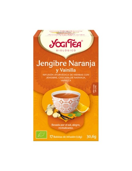 Infusión ayurvédica Jengibre, Naranja y Vainilla 17 bolsitas infusoras de 1.8g Yogi Tea