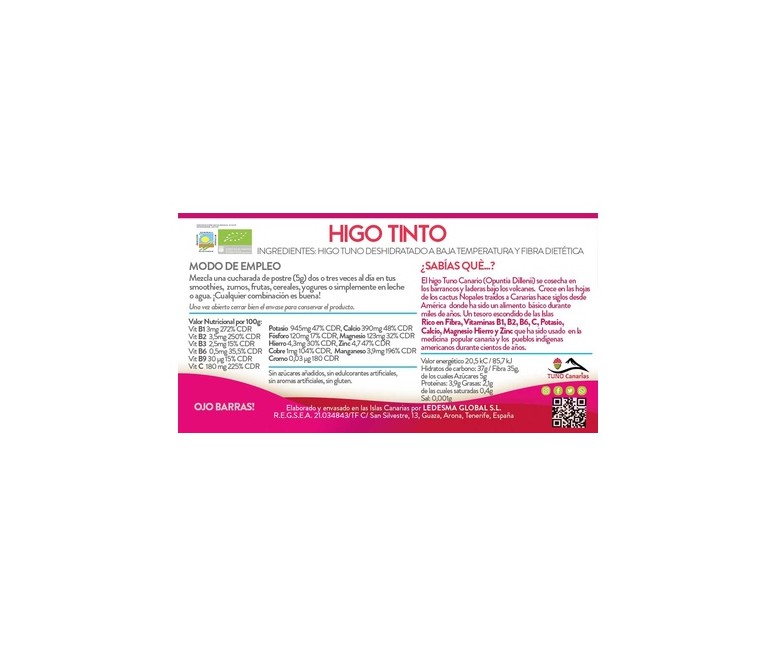 Higo tinto polvo eco 200 g de polvo Higo Tinto