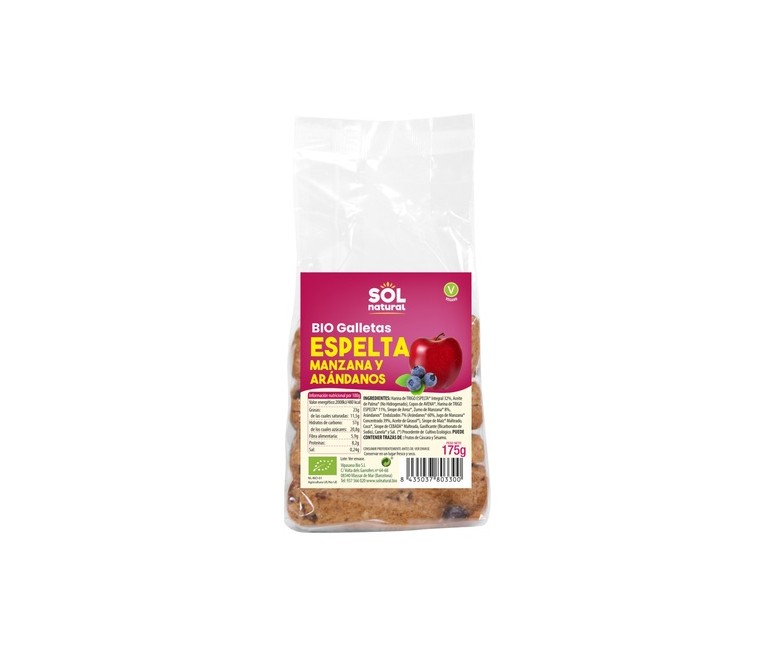 Galletas de espelta con manzana y arándanos Bio 175 g Sol Natural