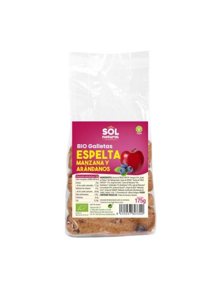 Galletas de espelta con manzana y arándanos Bio 175 g Sol Natural