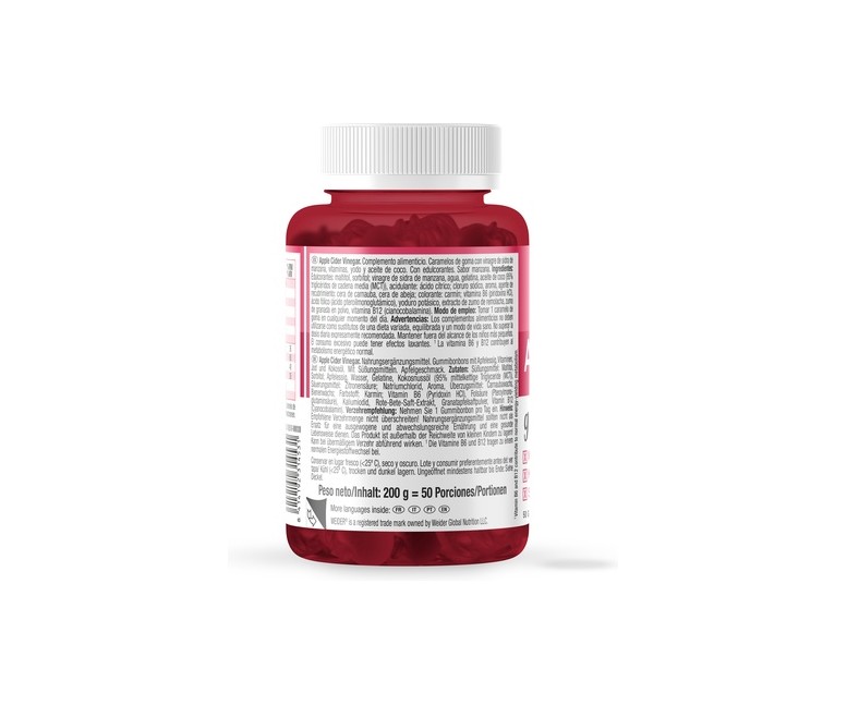 Gominolas de vinagre de sidra de manzana 50 gominolas (Manzana) Weider