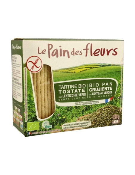 Tostadas Crujientes de lentejas verdes Bio Sin Gluten 150 g Le pain des fleurs