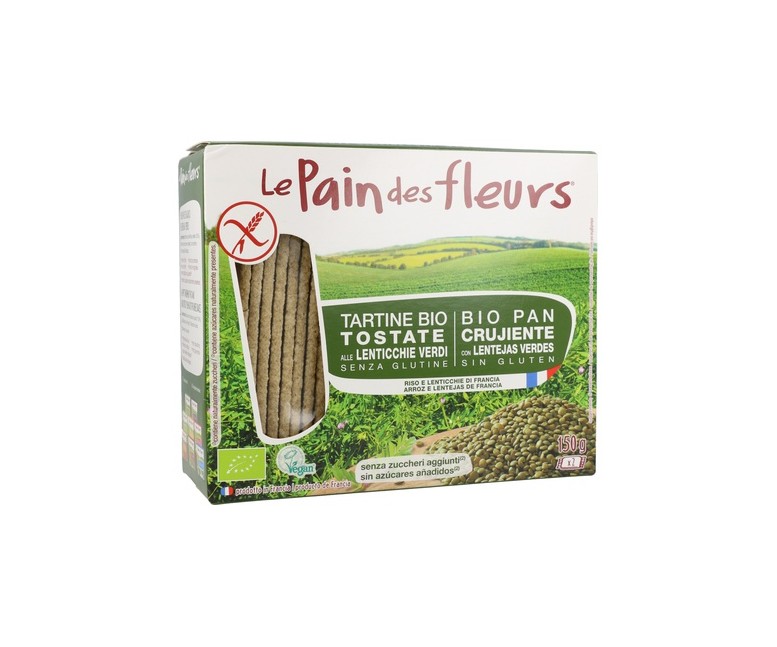 Tostadas Crujientes de lentejas verdes Bio Sin Gluten 150 g Le pain des fleurs