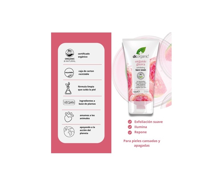 Limpiador facial exfoliante con guayaba 150 ml (Guayaba) Dr. Organic