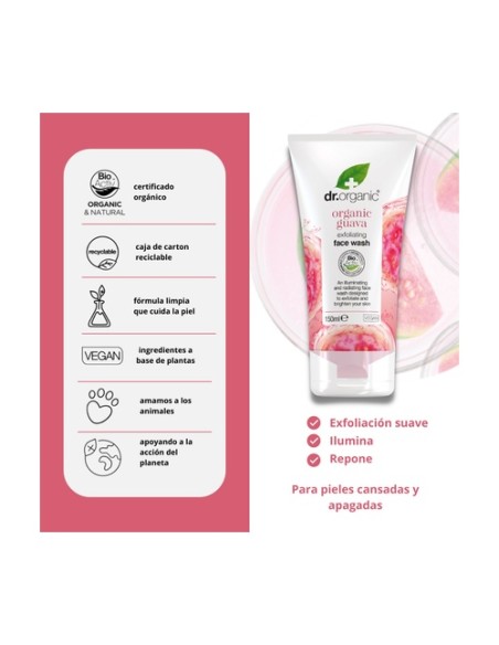 Limpiador facial exfoliante con guayaba 150 ml (Guayaba) Dr. Organic
