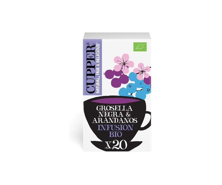 Infusión grosella negra y arándanos Bio 20 bolsitas infusoras Cupper