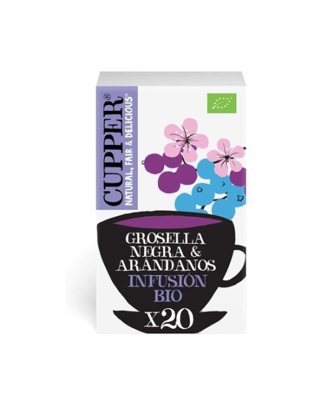 Infusión grosella negra y arándanos Bio 20 bolsitas infusoras Cupper