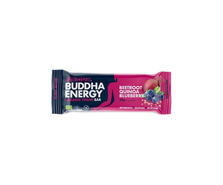 Barra energética orgánica y vegana Buddha con remolacha, quinoa y arándano 1 barrita de 35g (Arándanos) Iswari