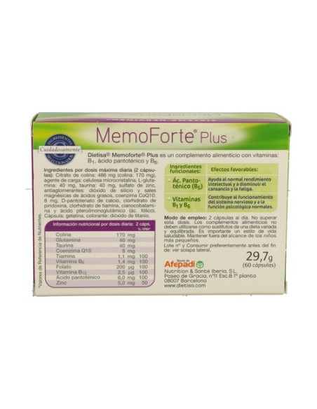 Memoforte Plus 60 perlas Dietisa