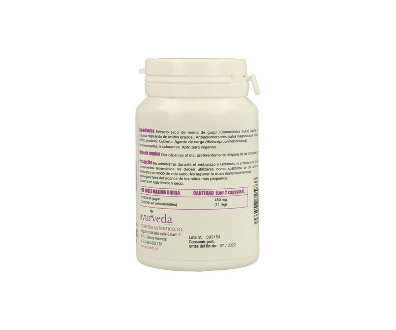 Guggulu 60 cápsulas de 225mg Ayurveda