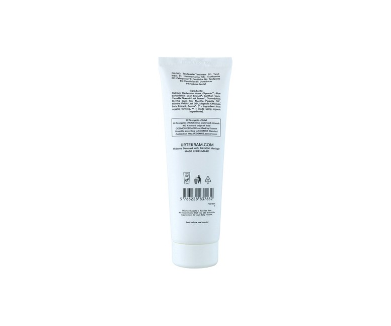 Pasta de dientes sin fluoruro de menta y té verde 75 ml Urtekram