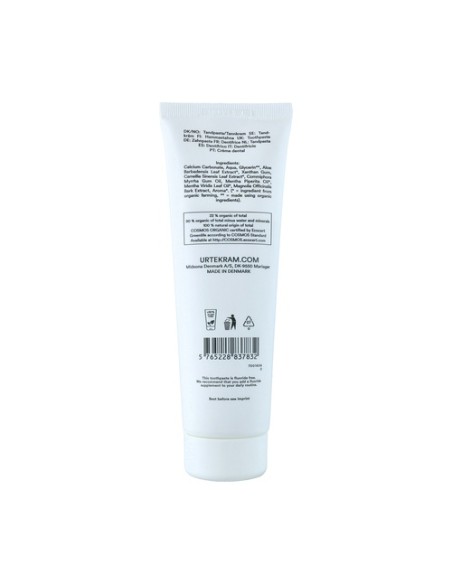Pasta de dientes sin fluoruro de menta y té verde 75 ml Urtekram