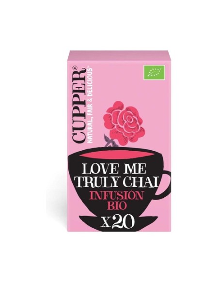 Infusión love me truly chai canela, jengibre, clavo Bio 20 bolsitas infusoras Cupper