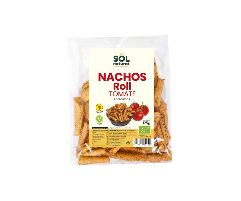 Nachos roll maíz tomate sin gluten Bio 125 g Sol Natural