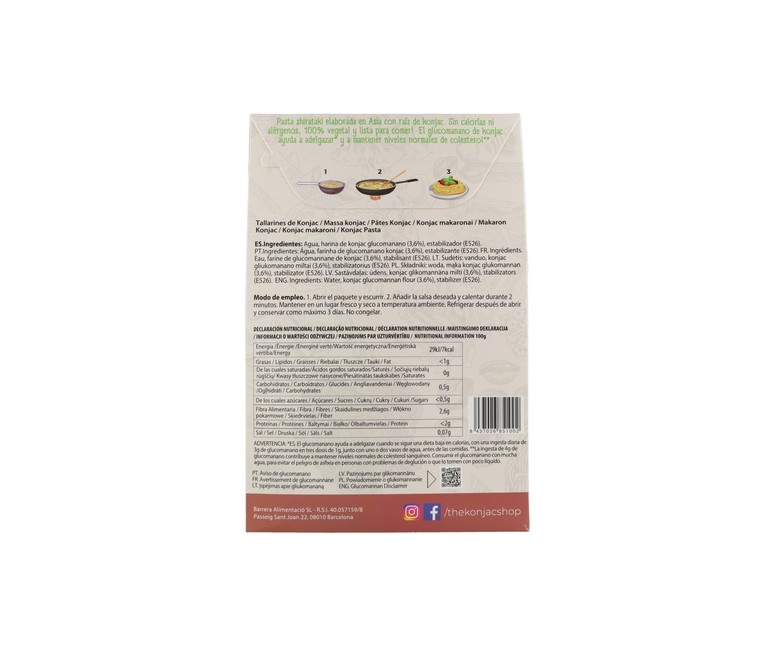 Tallarines de konjac 200 g The Konjac Shop