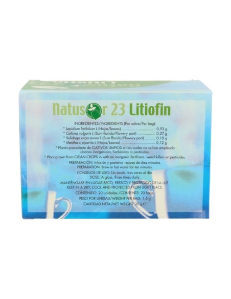 Natusor Infusiones 23 Litiofín 20 bolsitas infusoras Soria Natural