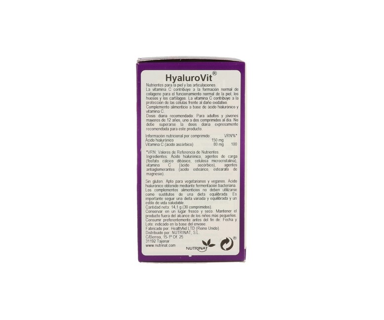 Hyalurovit (Ácido Hialurónico) 30 comprimidos de 150mg Health Aid