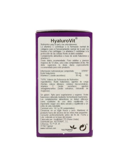Hyalurovit (Ácido Hialurónico) 30 comprimidos de 150mg Health Aid