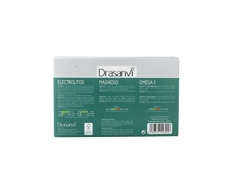 Pack Keto Electrolitos + Magnesio + Omega 3 60 cápsulas + 60 comprimidos + 30 perlas Drasanvi